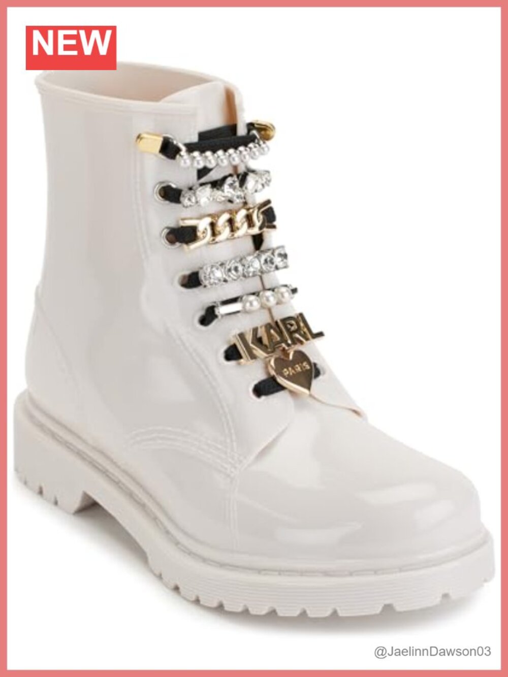 Karl Lagerfeld Womens Rain Bootie Ankle Boot Round Toe Block Heel Faux Leather